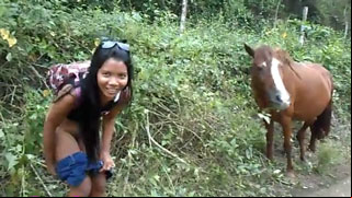 She Stopped to Pee Between Two Horses in the Wood